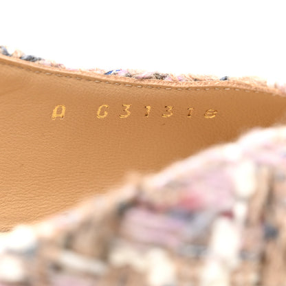 Chanel Tweed Cap Toe CC Slingback Pumps 37 Pink White 7 of 8