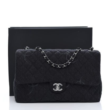 Chanel Denim Quilted CC Print Jumbo Single Flap Black 11 of 11
