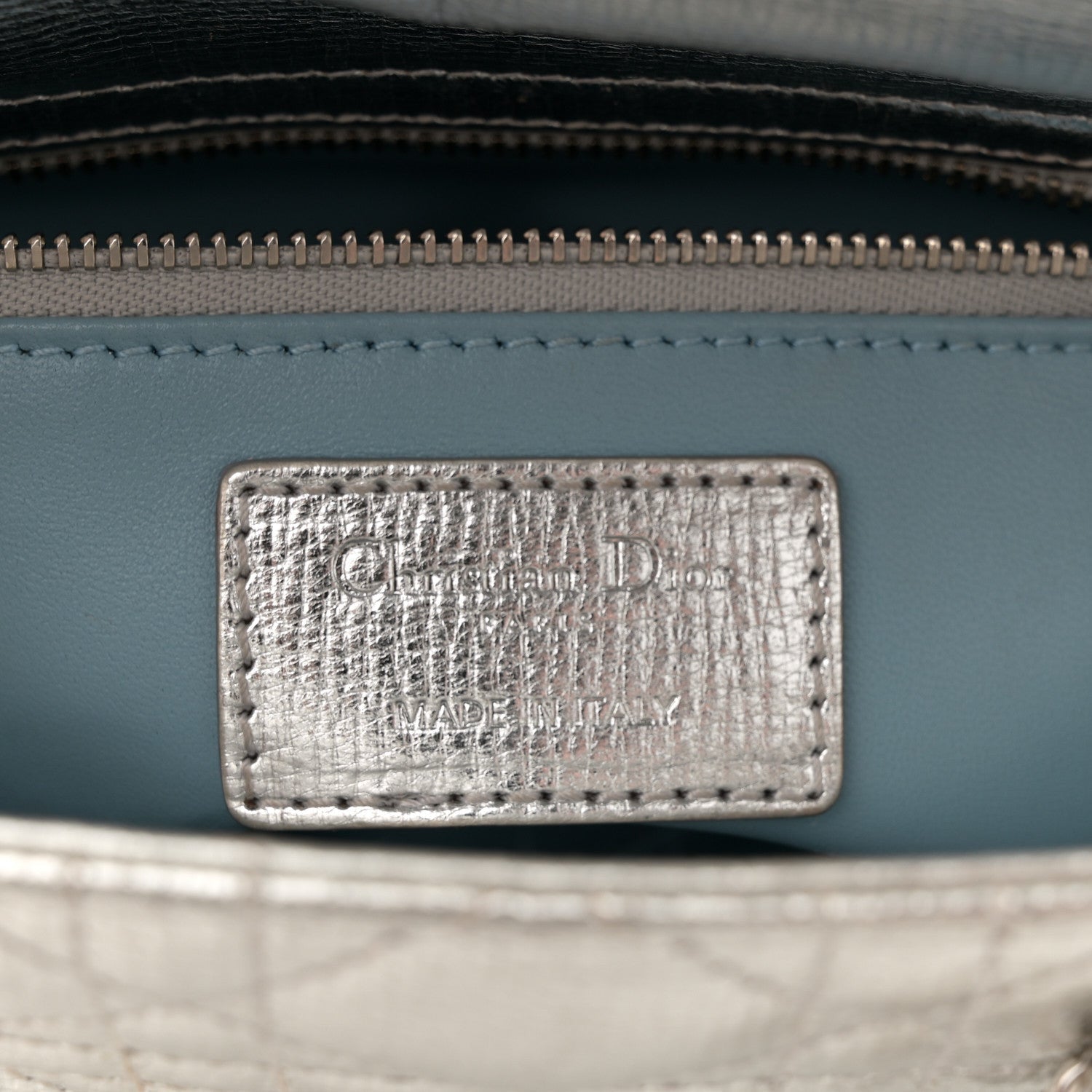 Christian Dior Metallic Grained Calfskin Cannage Small Lucky Badges My Lady Dior Silver 6 of 7