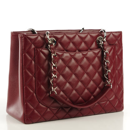 Chanel Caviar Grand Shopping Tote GST Dark Red 3 of 8