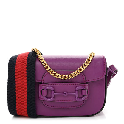 Gucci Azalea Calfskin Web Monochrome Horsebit 1955 Wallet On Strap Purple 1 of 7