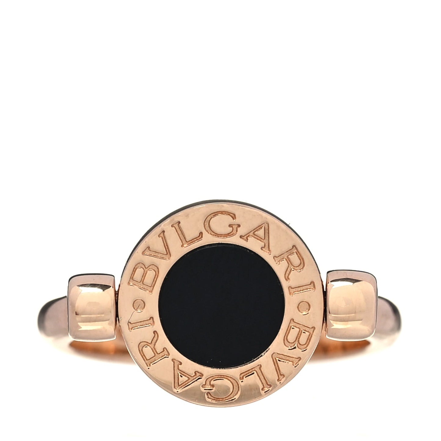 18K Rose Gold Mother of Pearl Black Onyx BVLGARI BVLGARI Ring 49 4.75 Black
