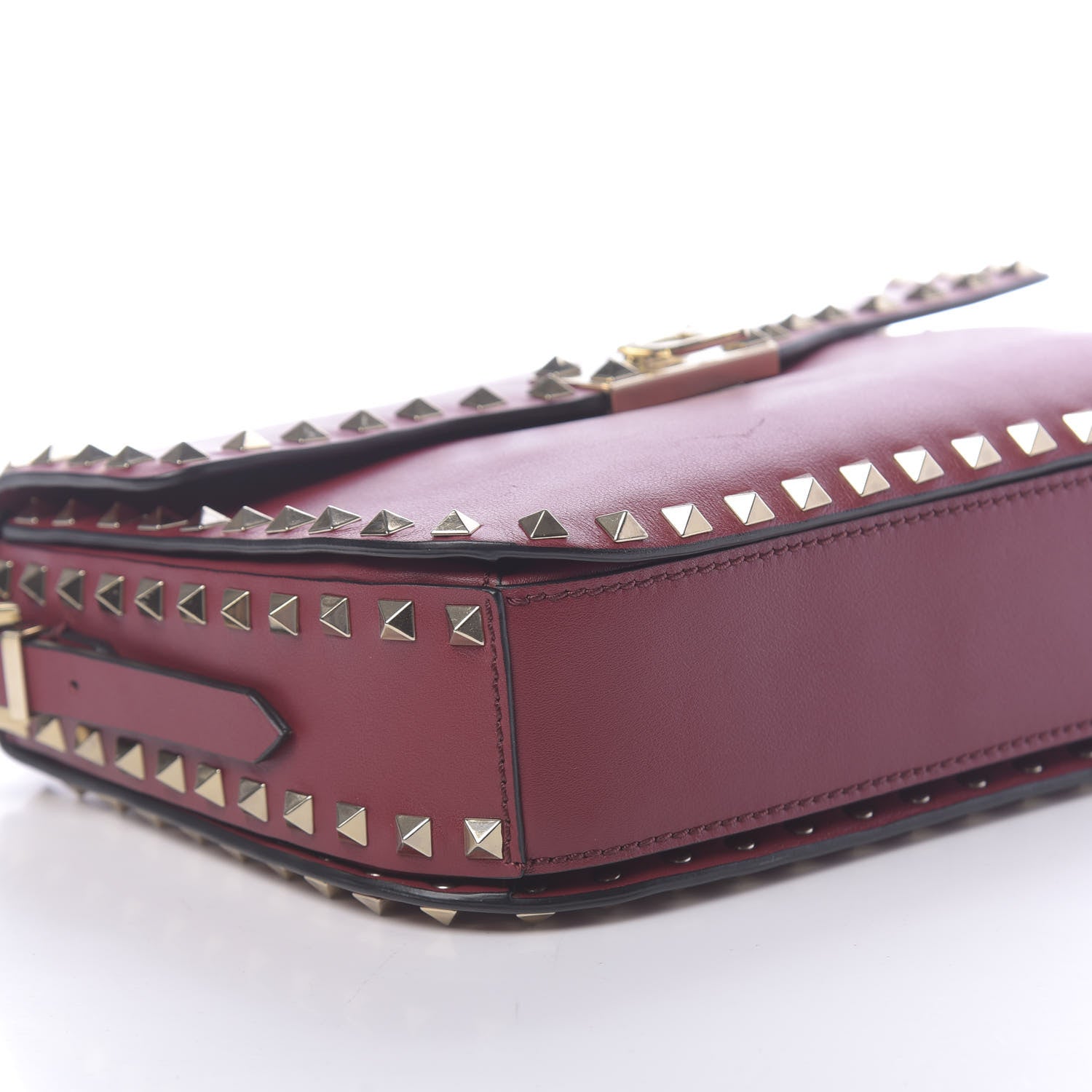 Valentino Garavani Vitello Medium Rockstud Flap Saddle Bag Scarlet 7 of 9