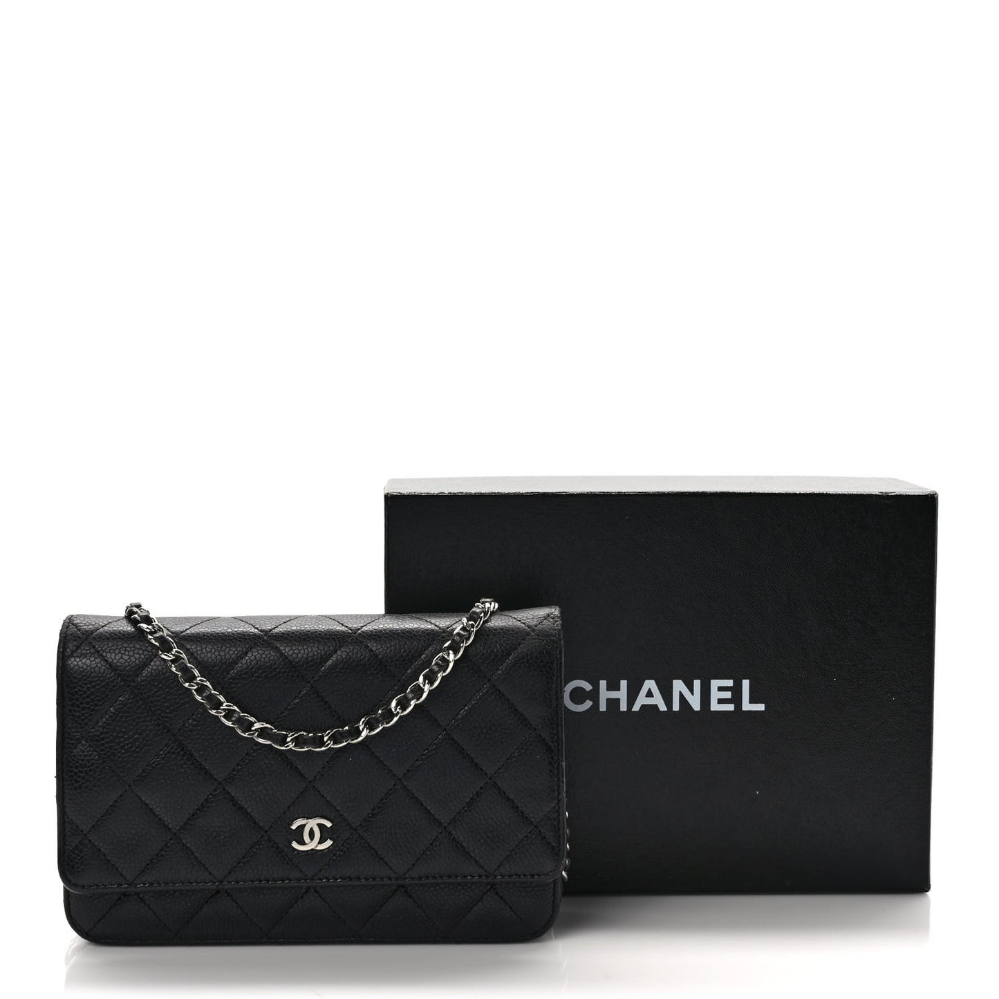Caviar Quilted Wallet On Chain WOC Black