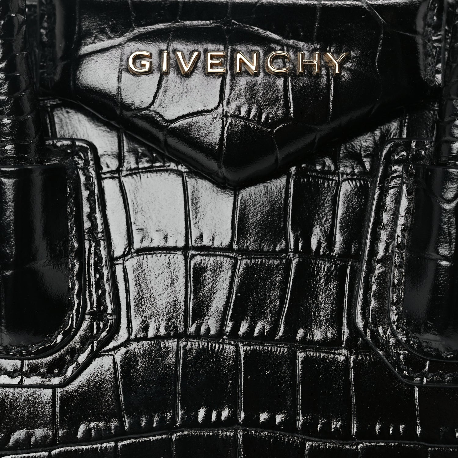 Givenchy Calfskin Crocodile Embossed Mini Antigona Black 7 of 9