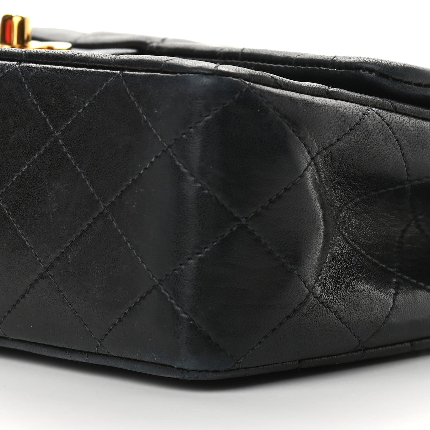 Lambskin Quilted Medium Double Flap Black