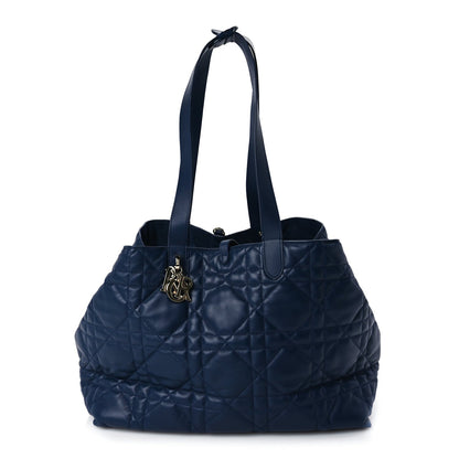 Christian Dior Calfskin Macrocannage Large Toujours   Deep Ocean Blue 1 of 9