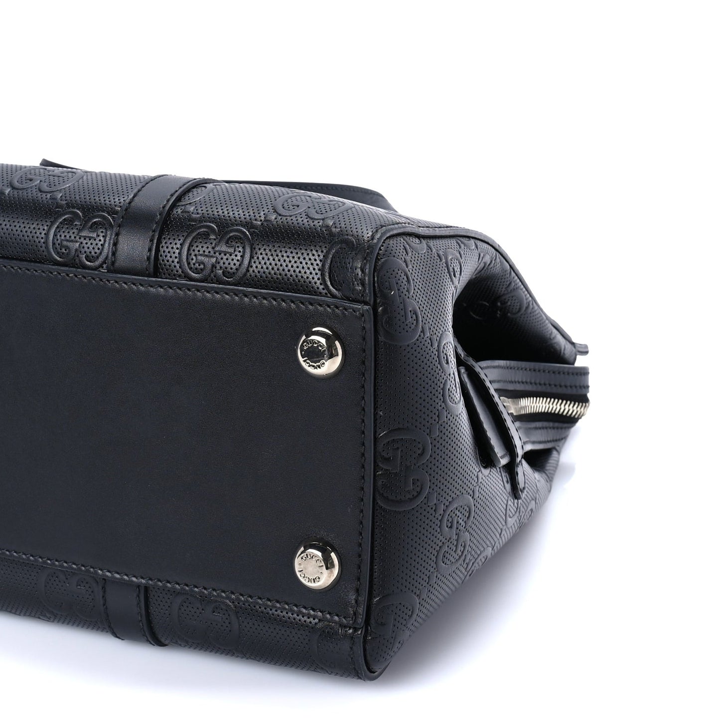 Calfskin GG Tennis Embossed Tote Bag Black