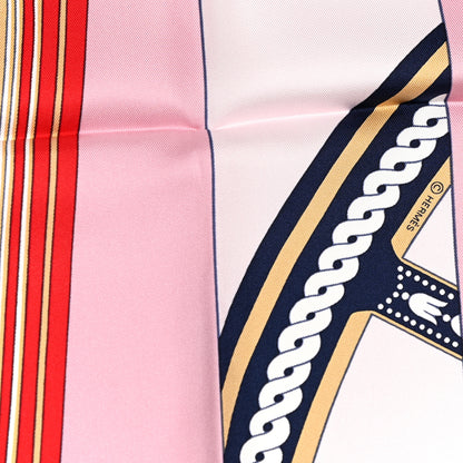 Hermes Silk La Berline Bayadere Scarf 90 Vieux Rose Rouge 4 of 4