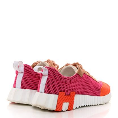 Hermes Air Mesh Suede Goatskin Bouncing Sneakers 38 Rose Multicolor 4 of 7