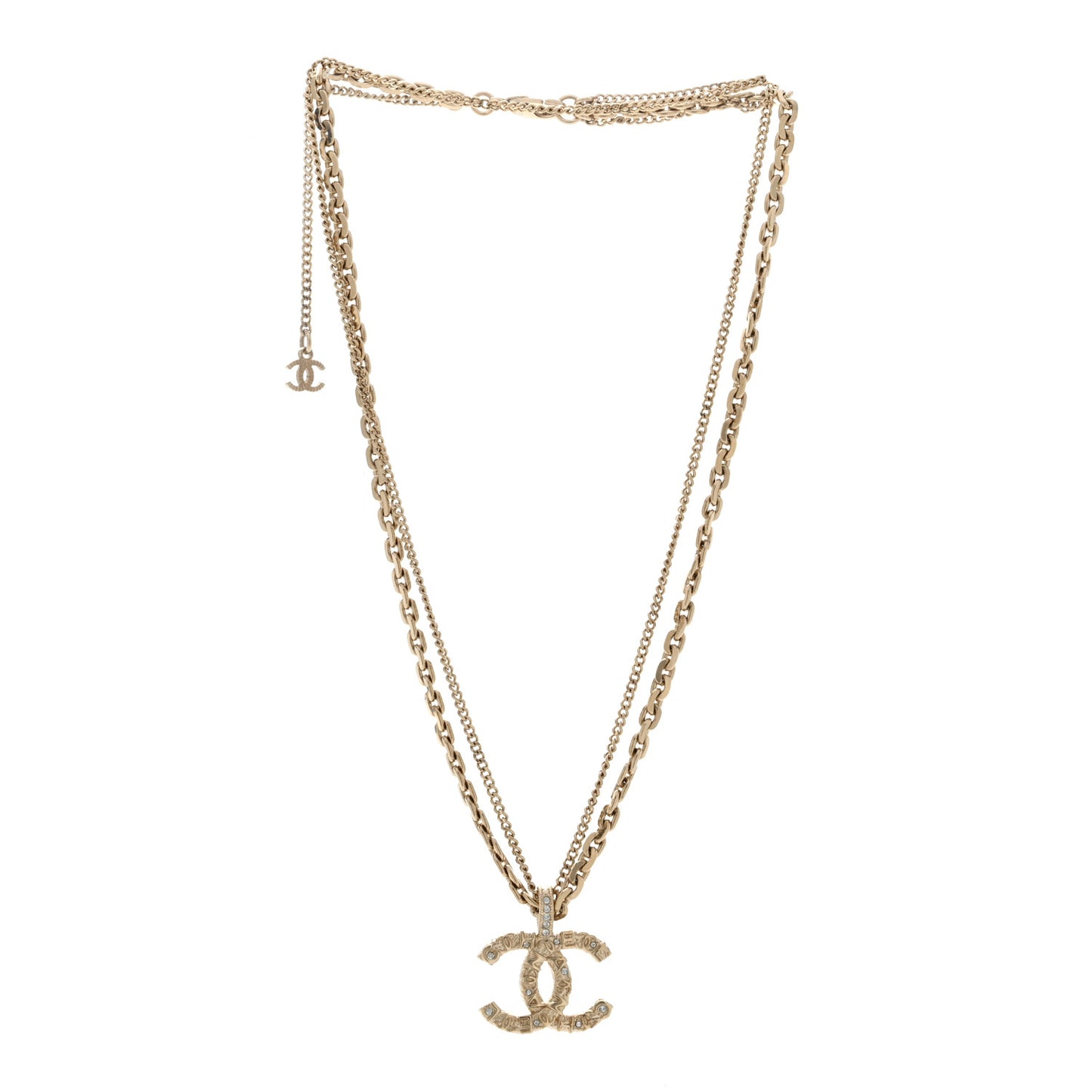 Crystal CC Multi Strand Chain Necklace Gold