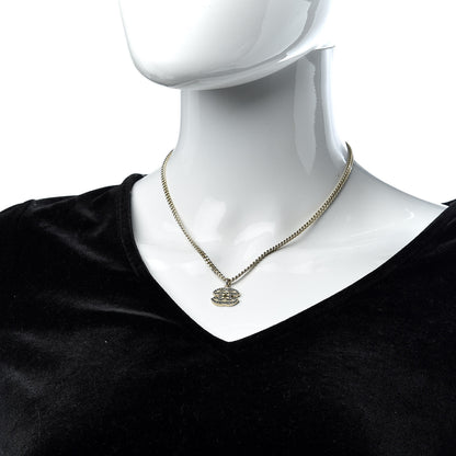 Chanel Crystal Enamel Striped CC Necklace Blue Gold 2 of 6