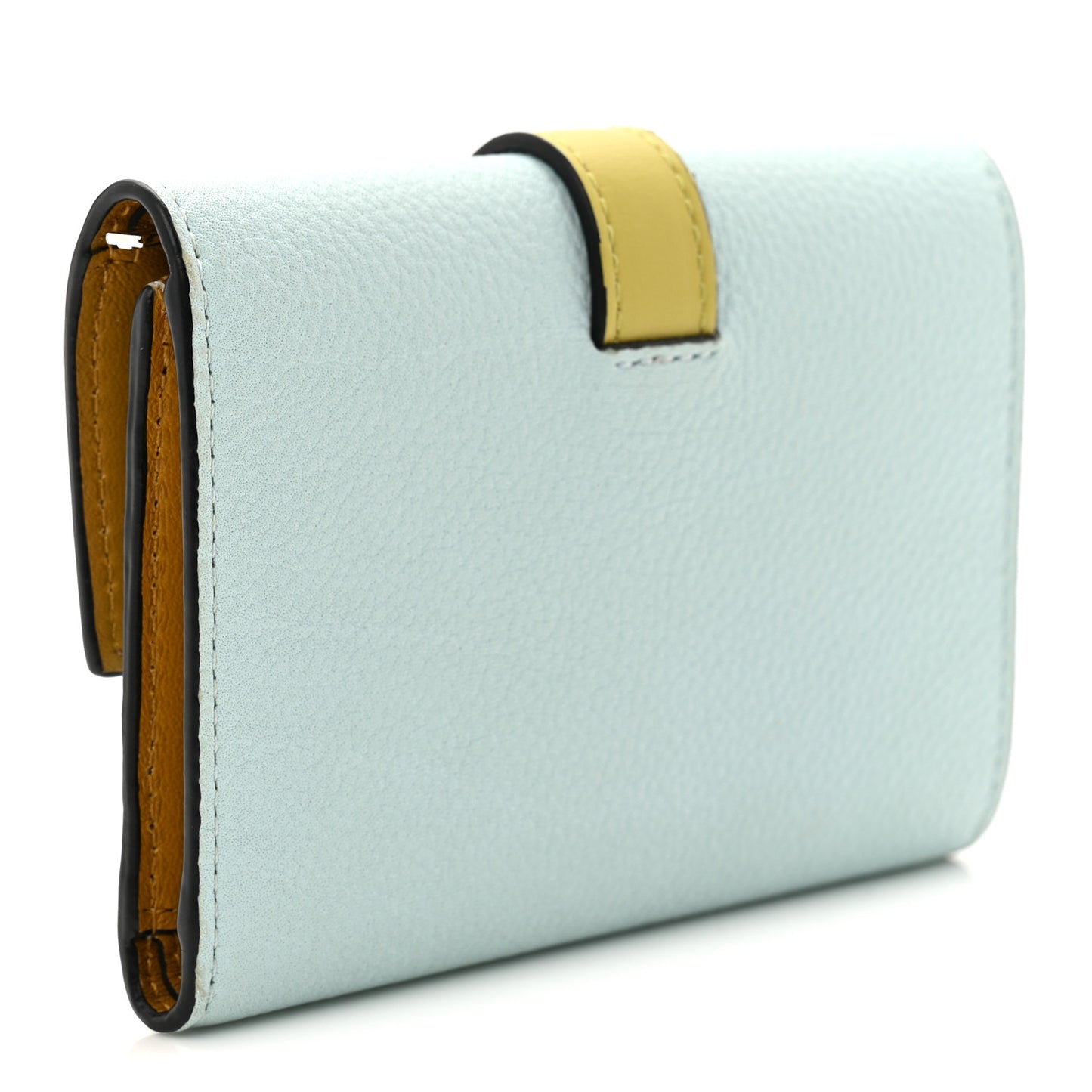 Grained Calfskin Small Vertical Wallet Iceberg Citronelle