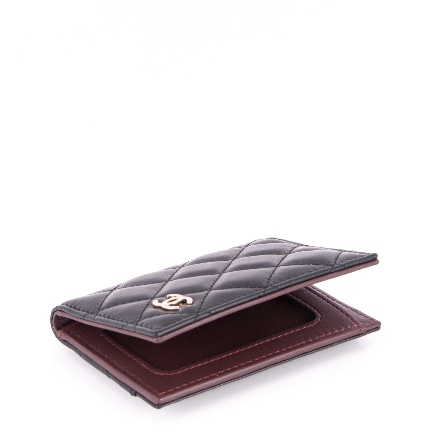 Chanel Lambskin Quilted Card Holder Wallet Black 4 of 6