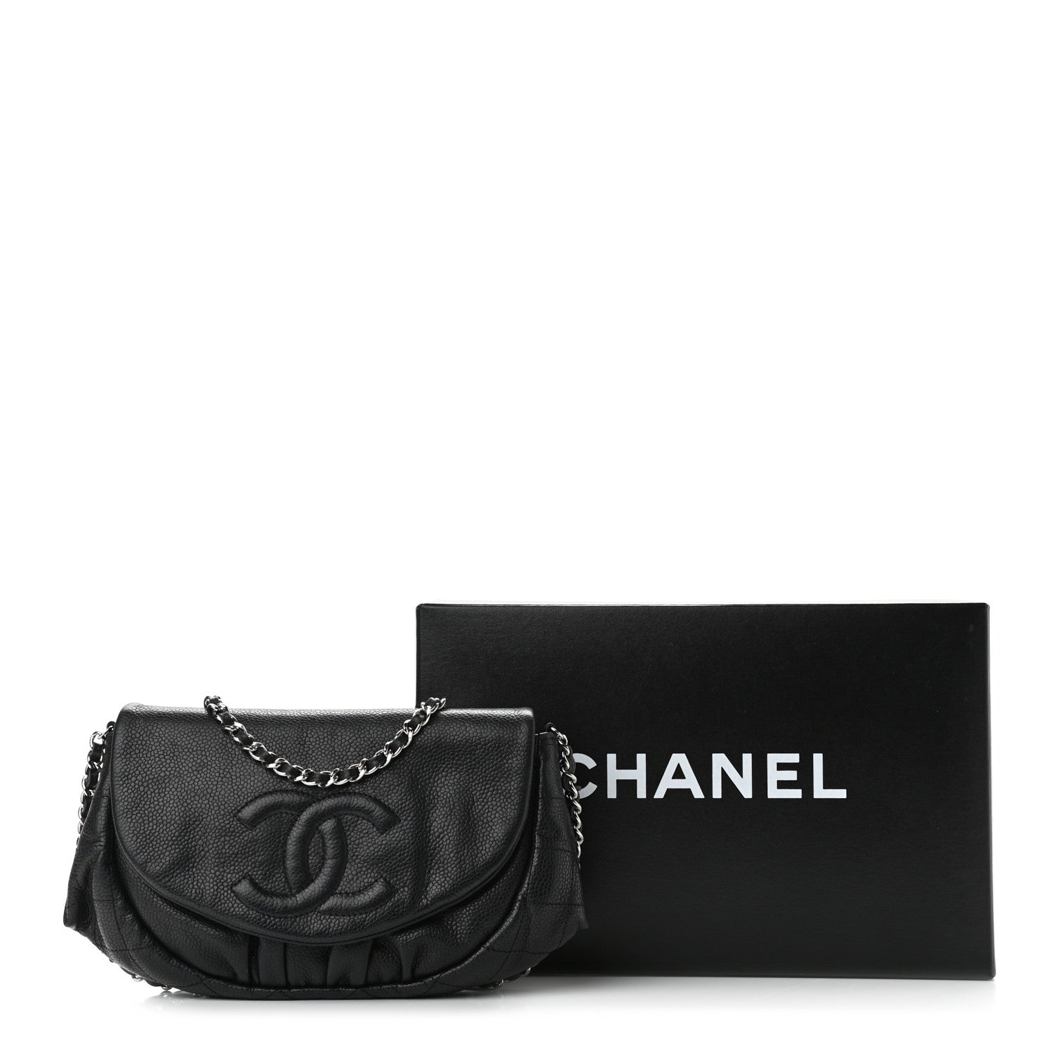 Chanel Caviar Half Moon Wallet On Chain WOC Black 12 of 12