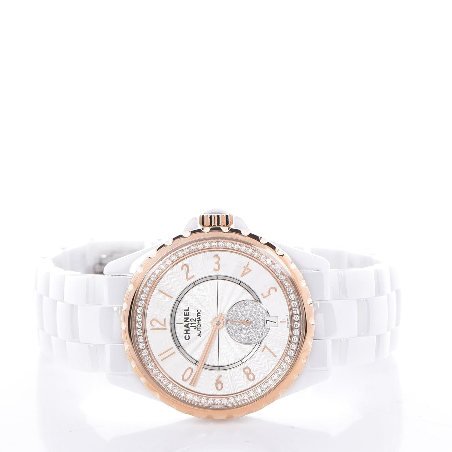 Stainless Steel 18K Beige Gold Ceramic Diamond 36.5mm J12 Automatic Watch White