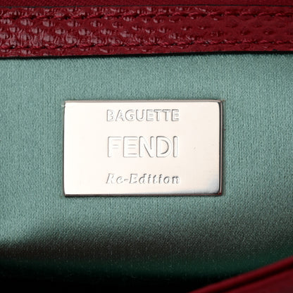 Fendi Satin Karung Crystal Baguette Rosso Scuro 6 of 10