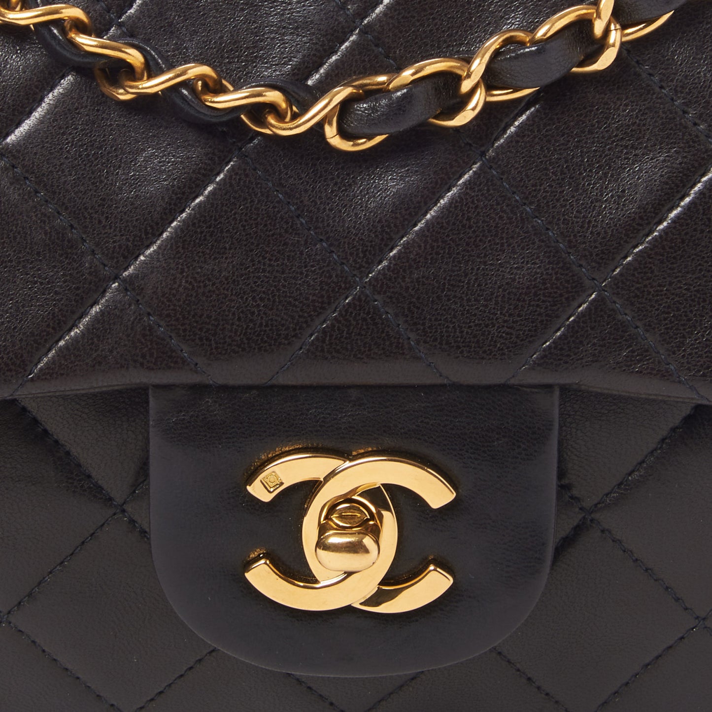 Lambskin Quilted Small Double Flap Black
