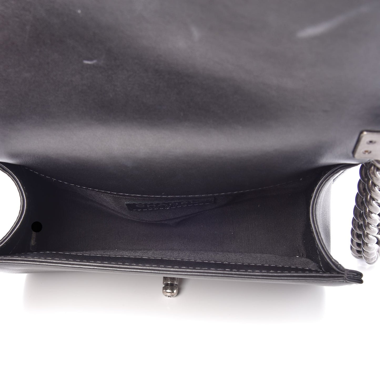 Calfskin Quilted Small Boy Flap Black