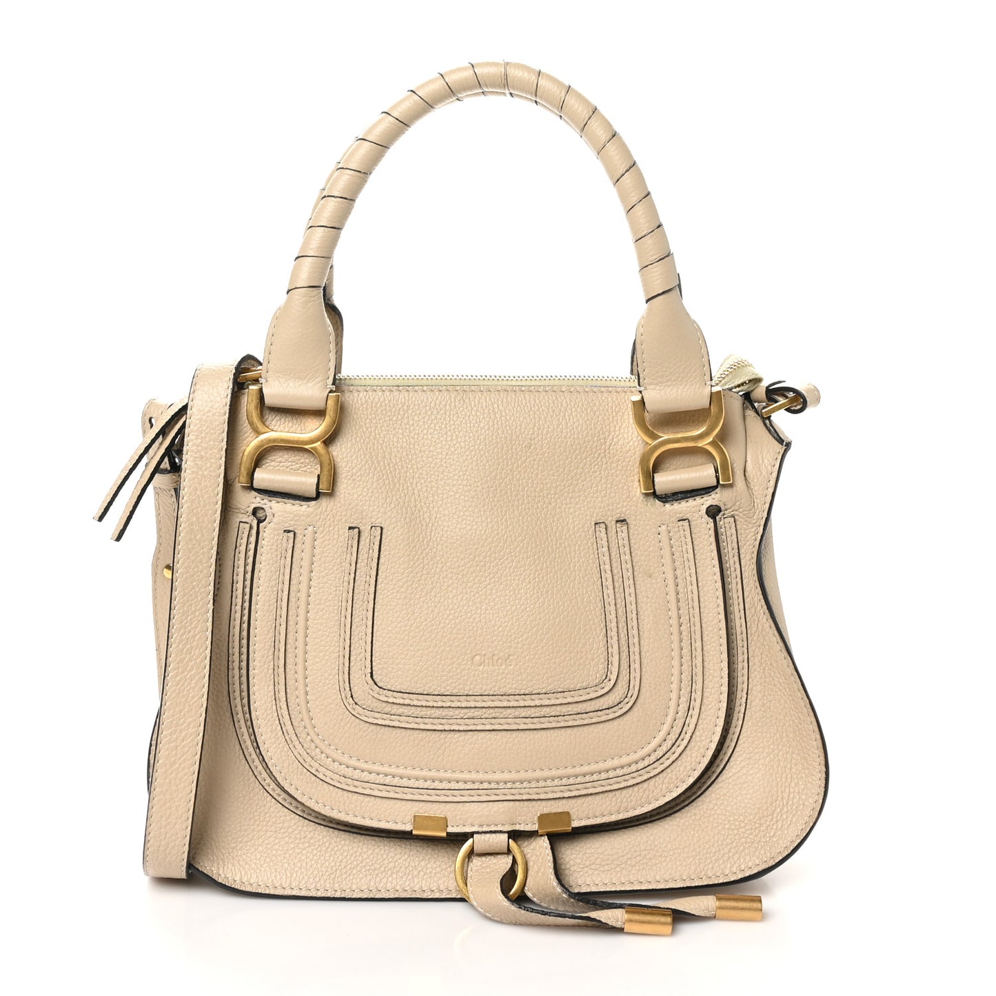 Calfskin Small Marcie Satchel Root Beige