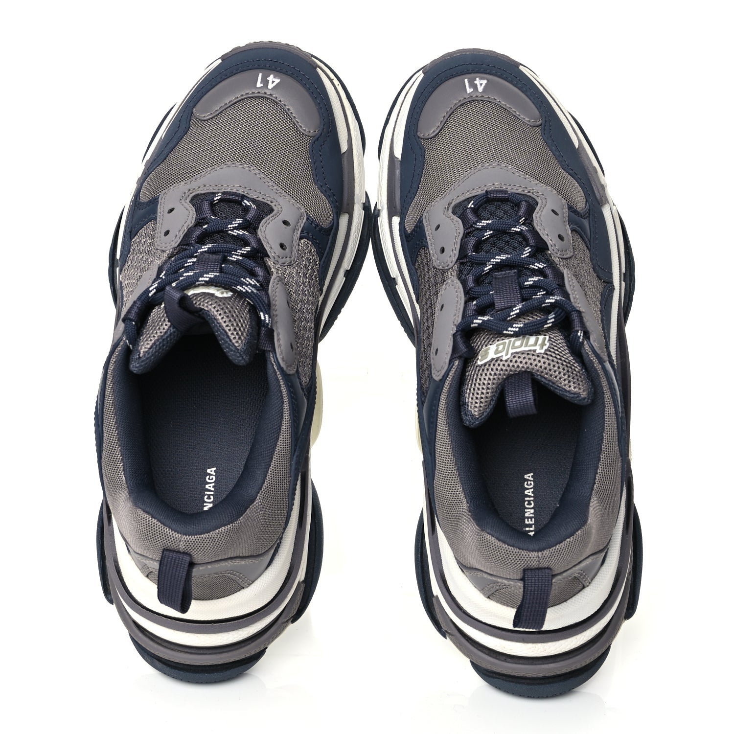 Balenciaga Fabric Mesh Mens Triple S Sneakers 41 Dark Grey Navy 2 of 9