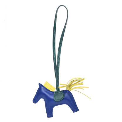 Hermes Milo Lambskin Grigri Rodeo Horse Bag Charm PM Bleu Electrique Lime Malachite 1 of 5