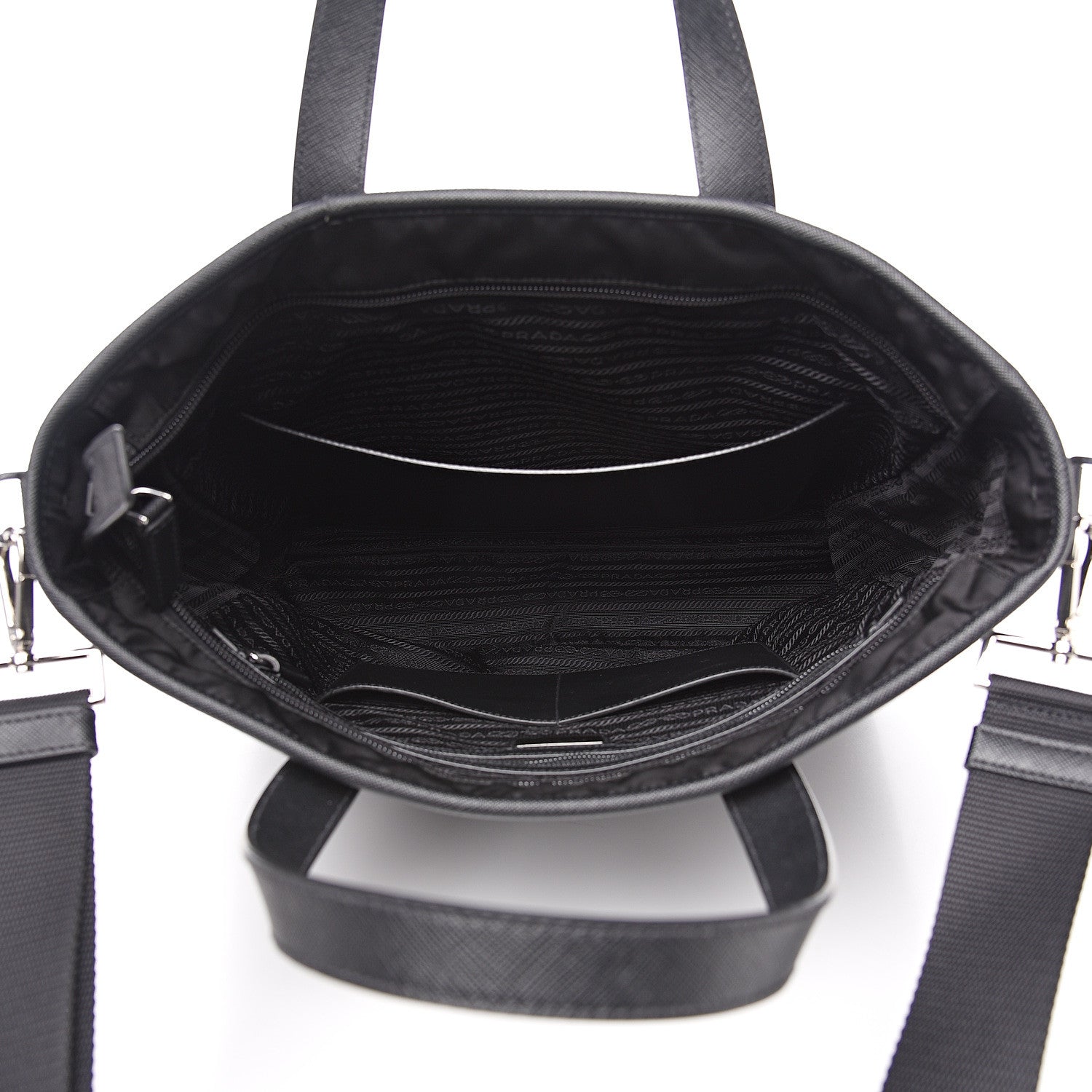 Prada Tessuto Nylon Saffiano Tote Black 4 of 8