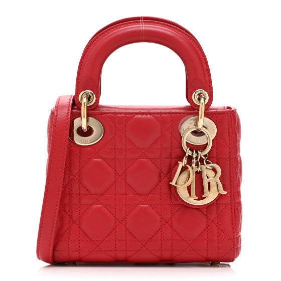 Christian Dior Lambskin Cannage Mini Lady Dior Red 1 of 1