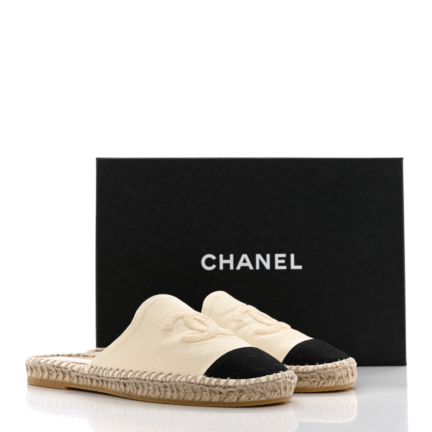 Denim CC Espadrille Mules 38 White Black