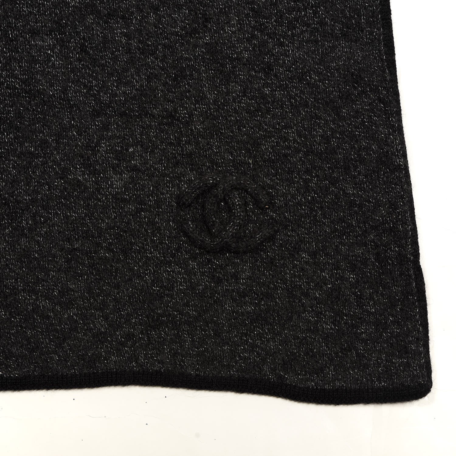 Chanel Cashmere Silk Blend CC Scarf Black 4 of 4