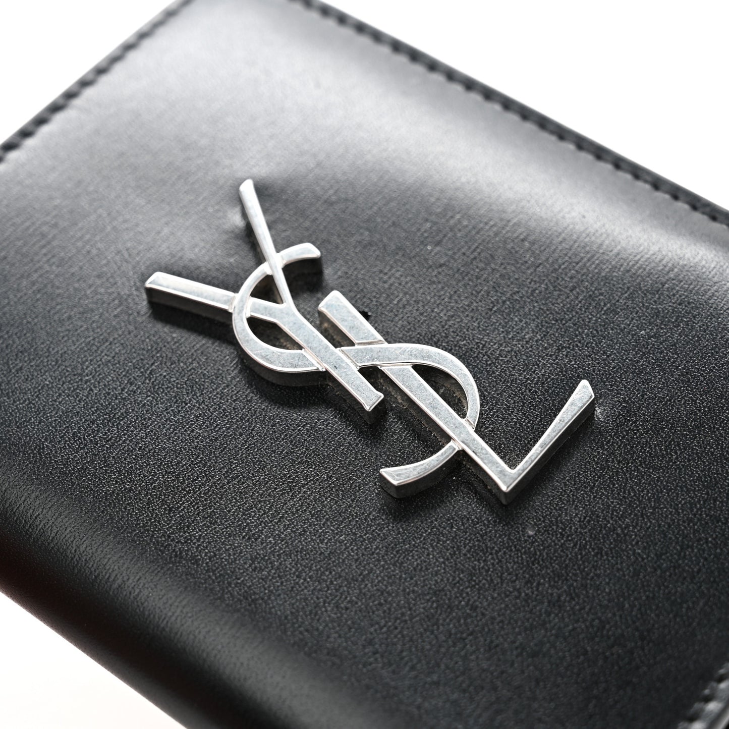 Smooth Calfskin Cassandre Credit Card Wallet Black