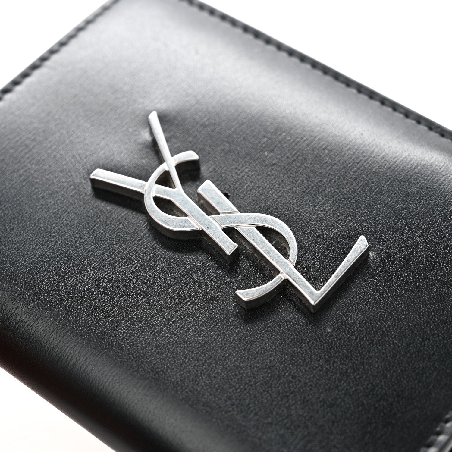 Saint Laurent Smooth Calfskin Cassandre Credit Card Wallet Black 10 of 11