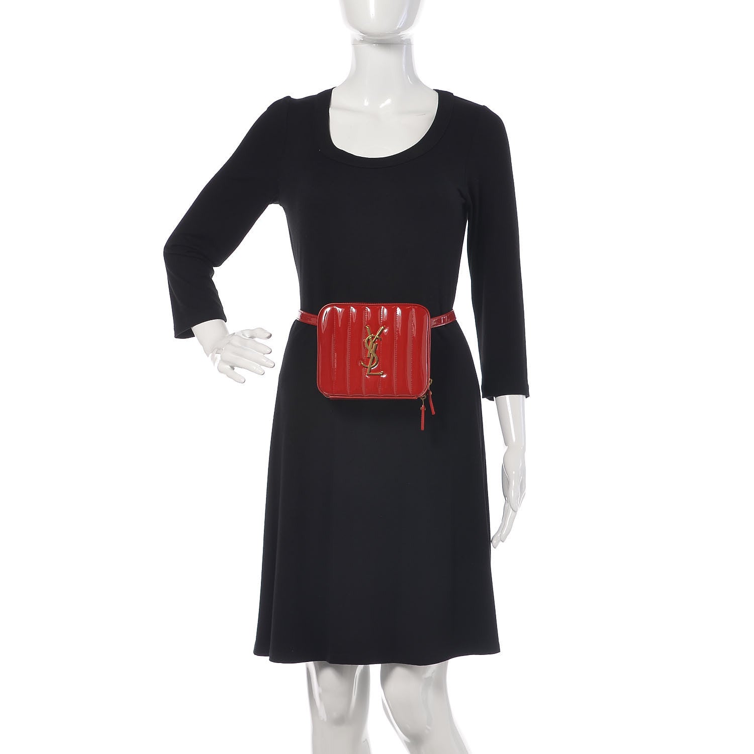 Saint Laurent Patent Matelasse Vicky Monogram Belt Bag Red 2 of 9