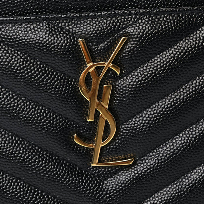 Saint Laurent Grain De Poudre Chevron Monogram Bill Pouch Black 7 of 7
