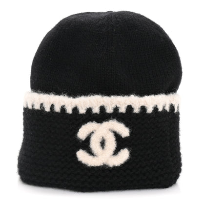 Chanel Cashmere CC Logo Beanie Hat Black 1 of 6
