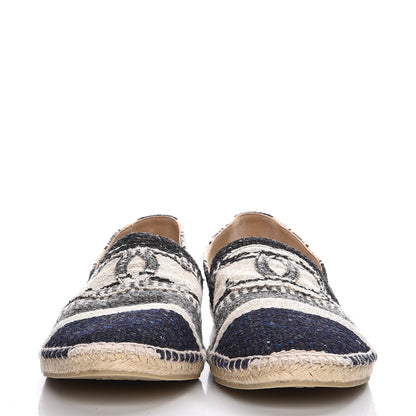 Chanel Toile Striped Espadrilles 45 Beige 2 of 11