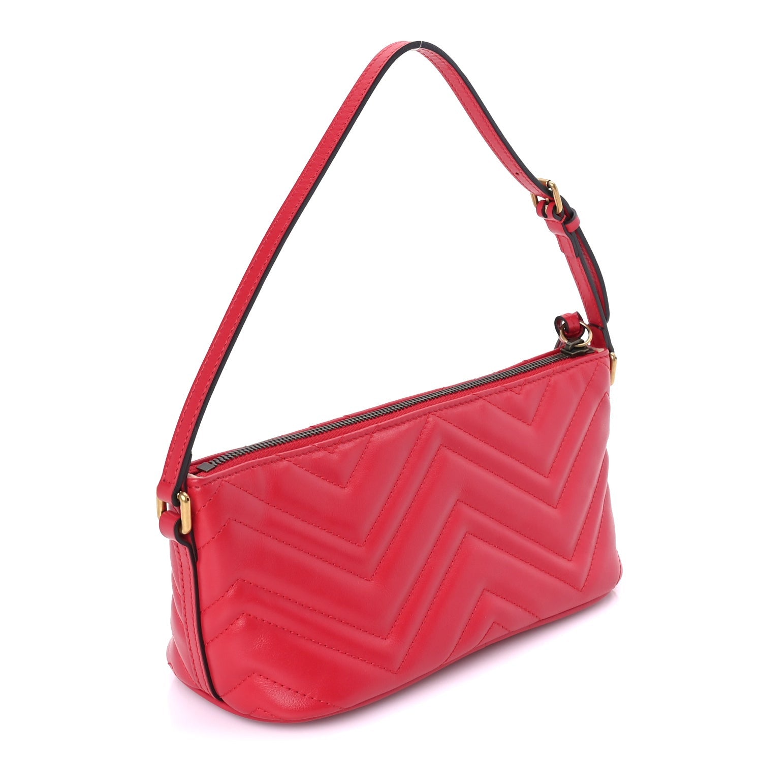 Gucci Calfskin Matelasse Chevron GG Marmont Sling Shoulder Bag  Rosso 2 of 7
