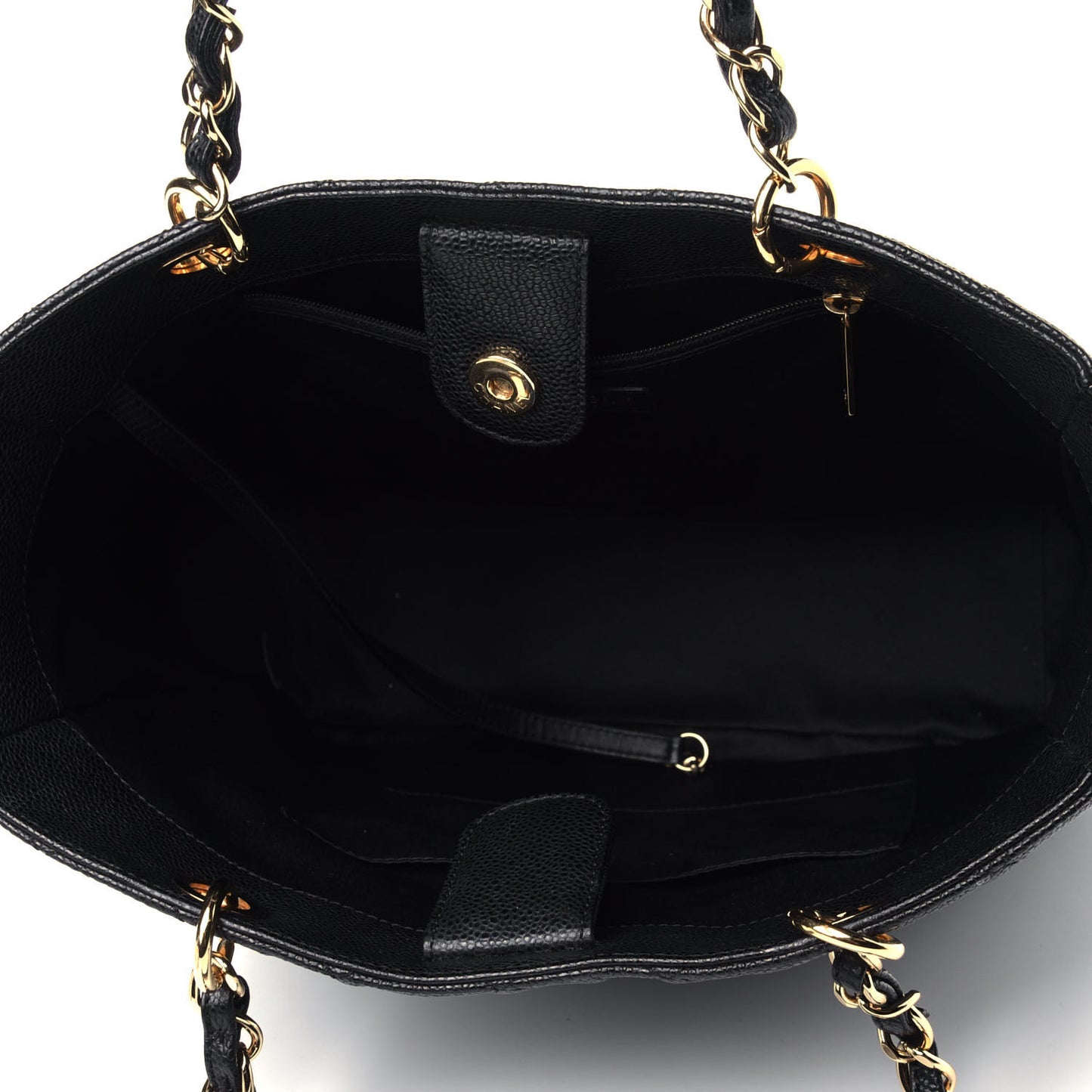 Caviar Quilted Vertical Grand Shopping Tote GST Black