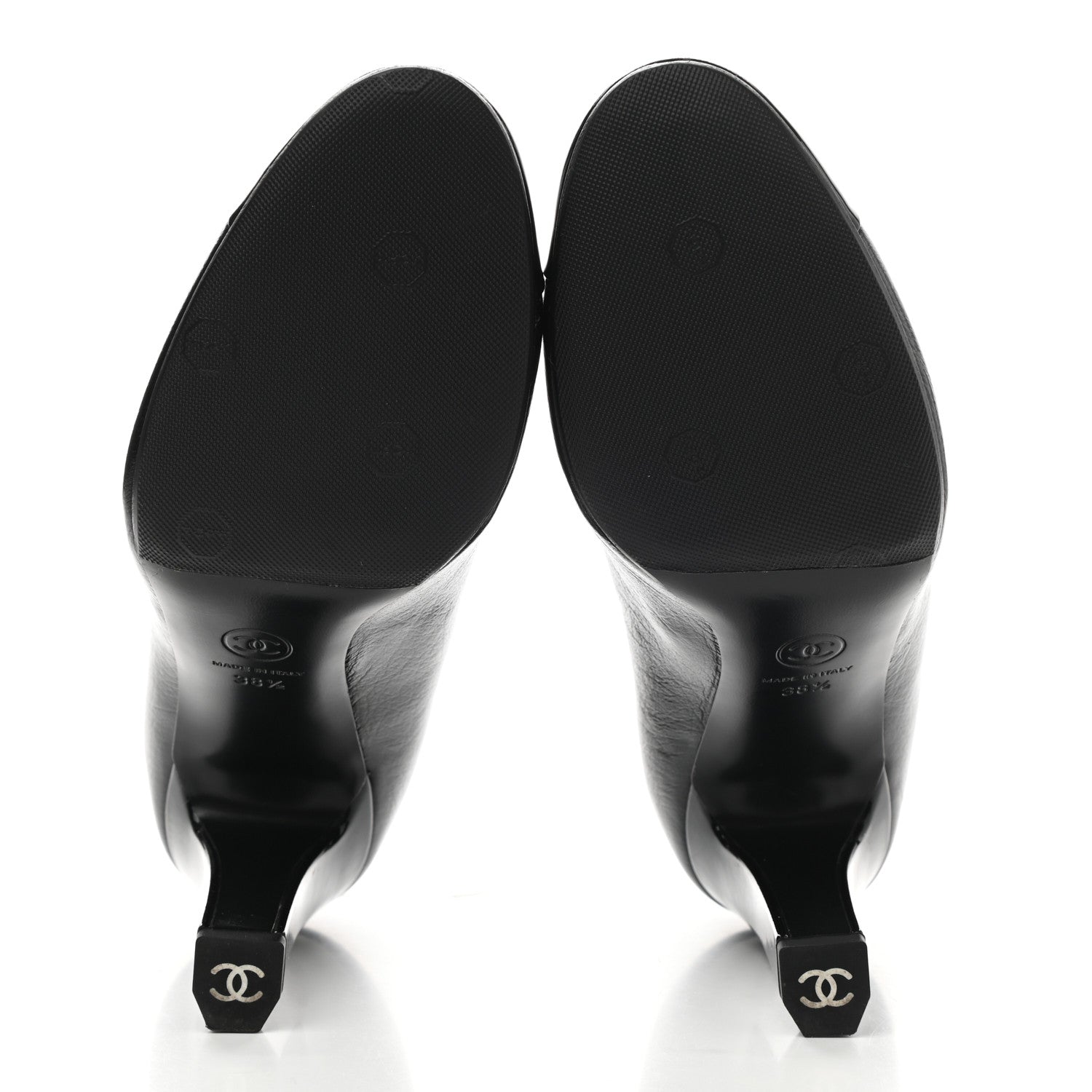 Chanel Lambskin Patent Cap Toe CC Pumps 38.5 Black 5 of 8