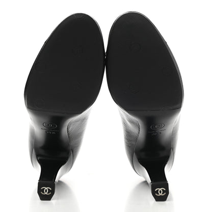 Chanel Lambskin Patent Cap Toe CC Pumps 38.5 Black 5 of 8
