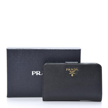 Prada Saffiano Metal Compact Wallet Black 10 of 10