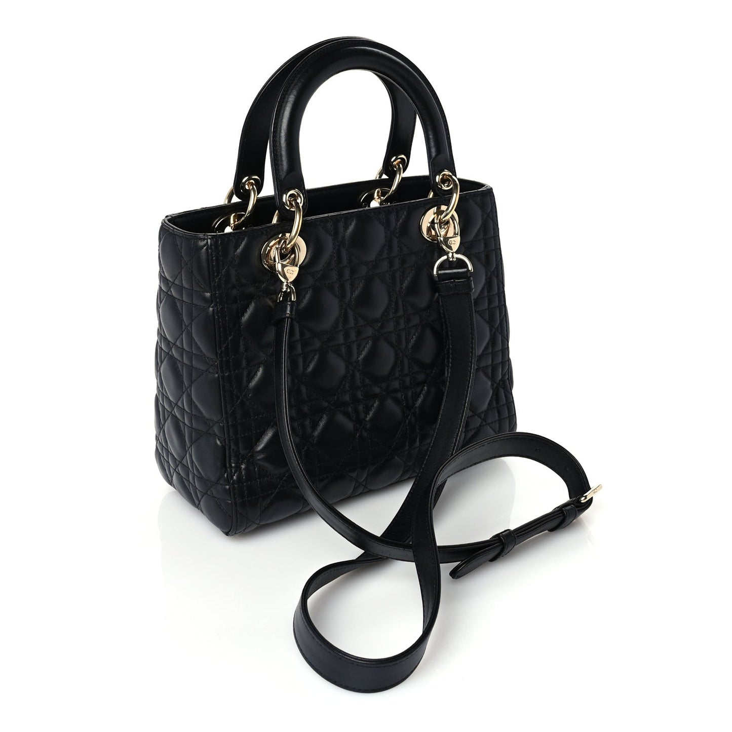 Lambskin Cannage Medium Lady Dior  Black