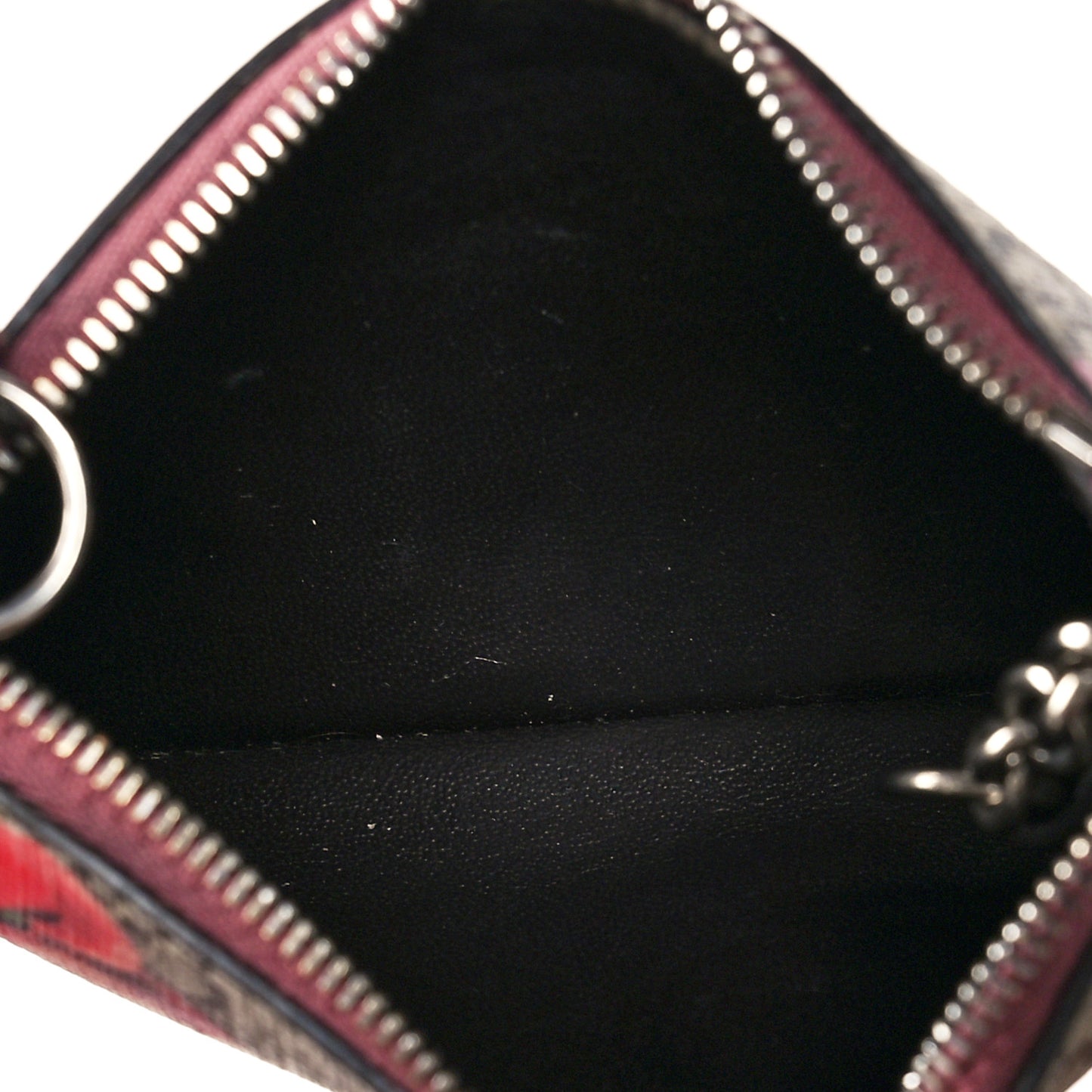 GG Supreme Monogram Blooms Key Ring Coin Case Beige Multicolor Dry Rose