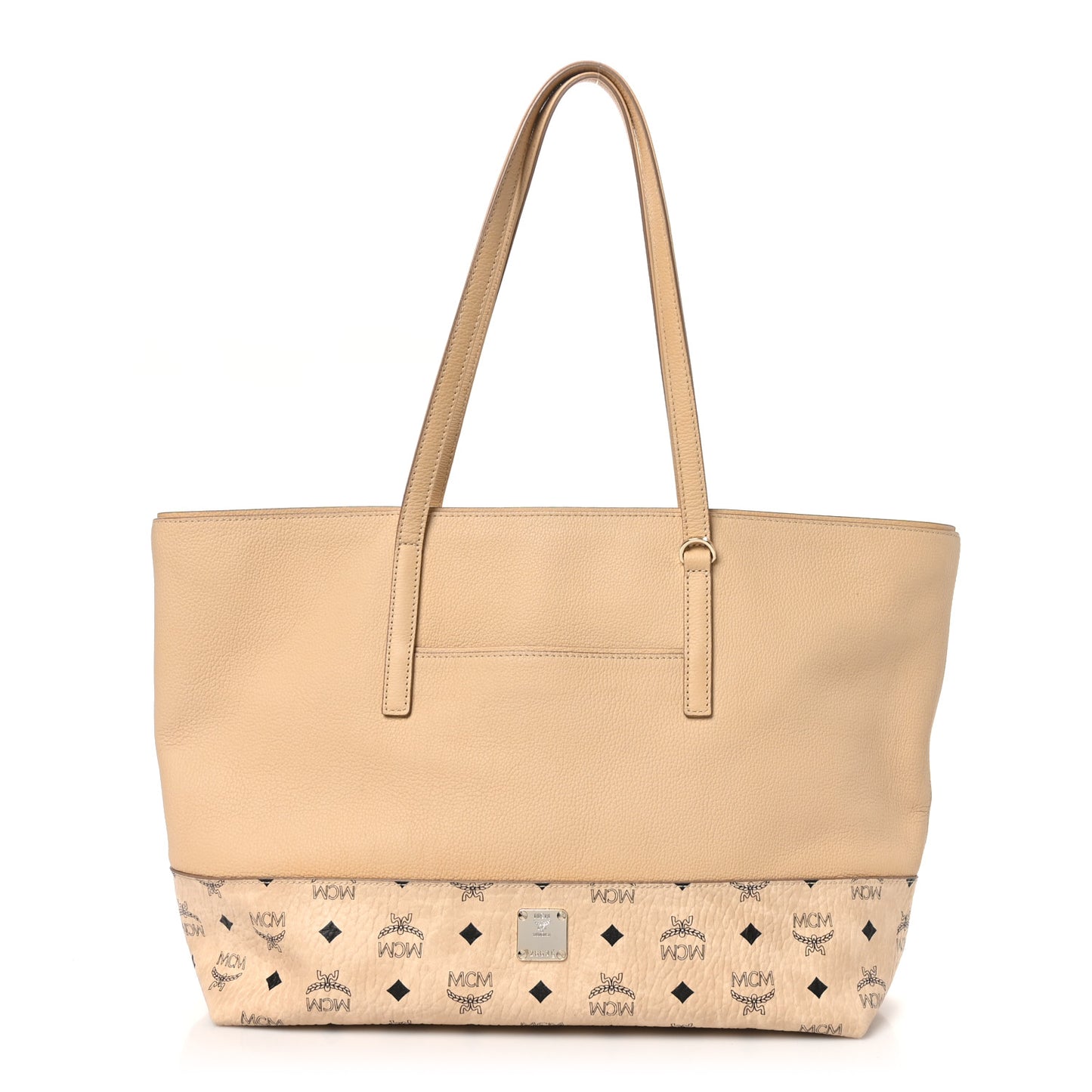 Calfskin Visetos Anya Shopper Tote Beige