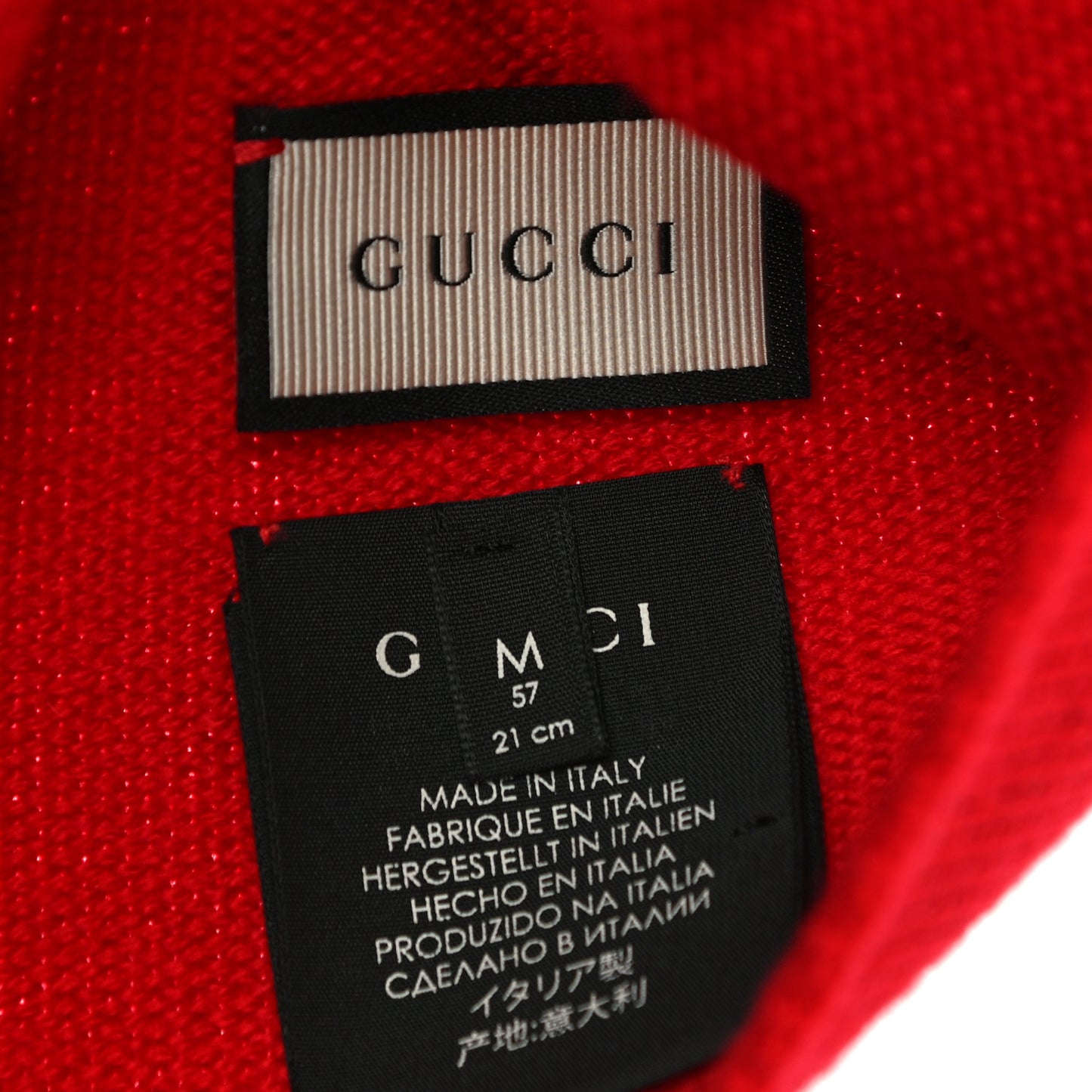 Wool GUCCY Cat Beanie Hat M Red Black