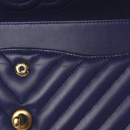 Chanel Lambskin Chevron Quilted Medium Double Flap Blue 8 of 15