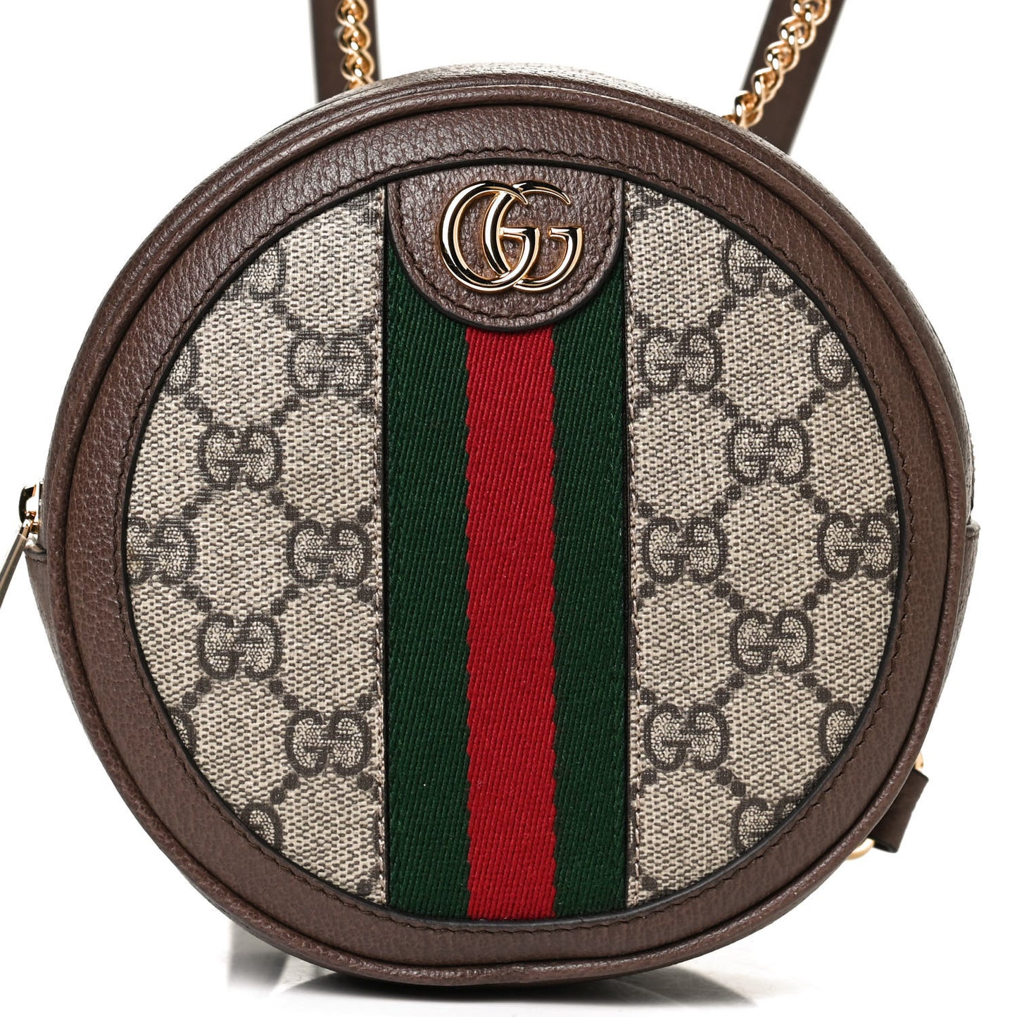 GG Supreme Monogram Web Mini Ophidia Round Backpack Brown