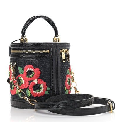 Dolce & Gabbana Raffia Snakeskin Vanity Case Black Multicolor 3 of 11