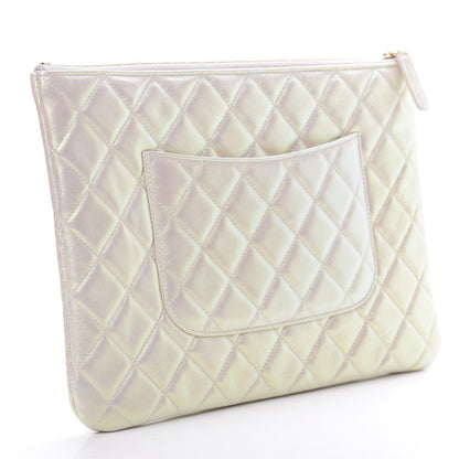 Chanel Iridescent Lambskin Quilted Medium Cosmetic Case Ivory 3 of 8