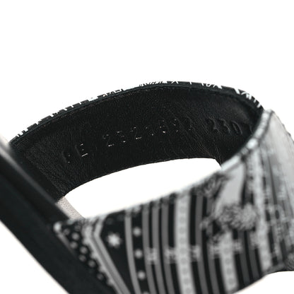 Hermes Calfskin Astrologie Bandana Oran Sandals 38 Black White 8 of 9